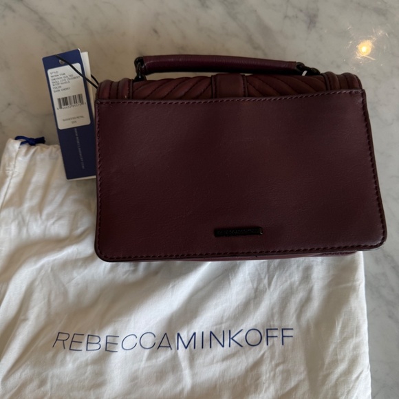 REBECCA MINKOFF Chevron Small Love Burgundy Gunmetal Top handle Crossbody Bag - Picture 8 of 8